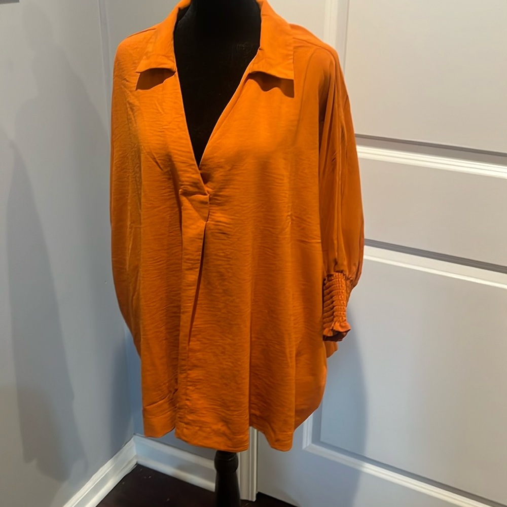 Orange blouse - 3/4 length sleeves